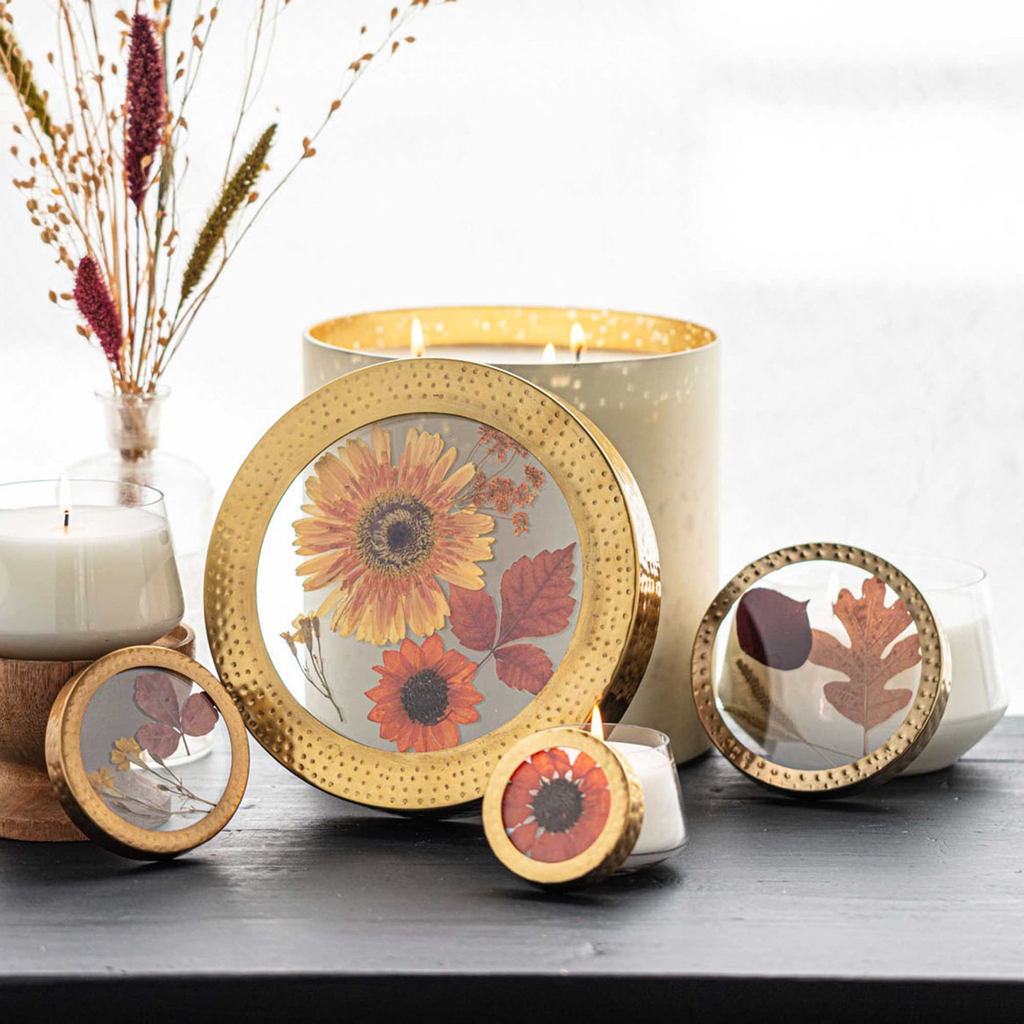 Signature Pressed Floral Candle - Harvest Pumpkin