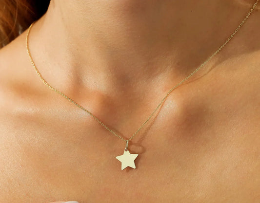 Bronze Star Charm Necklace โ Dainty 16 Inch Cable Chain