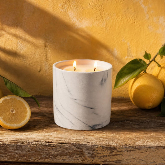 Natural Lemon White Marble Candle 17oz