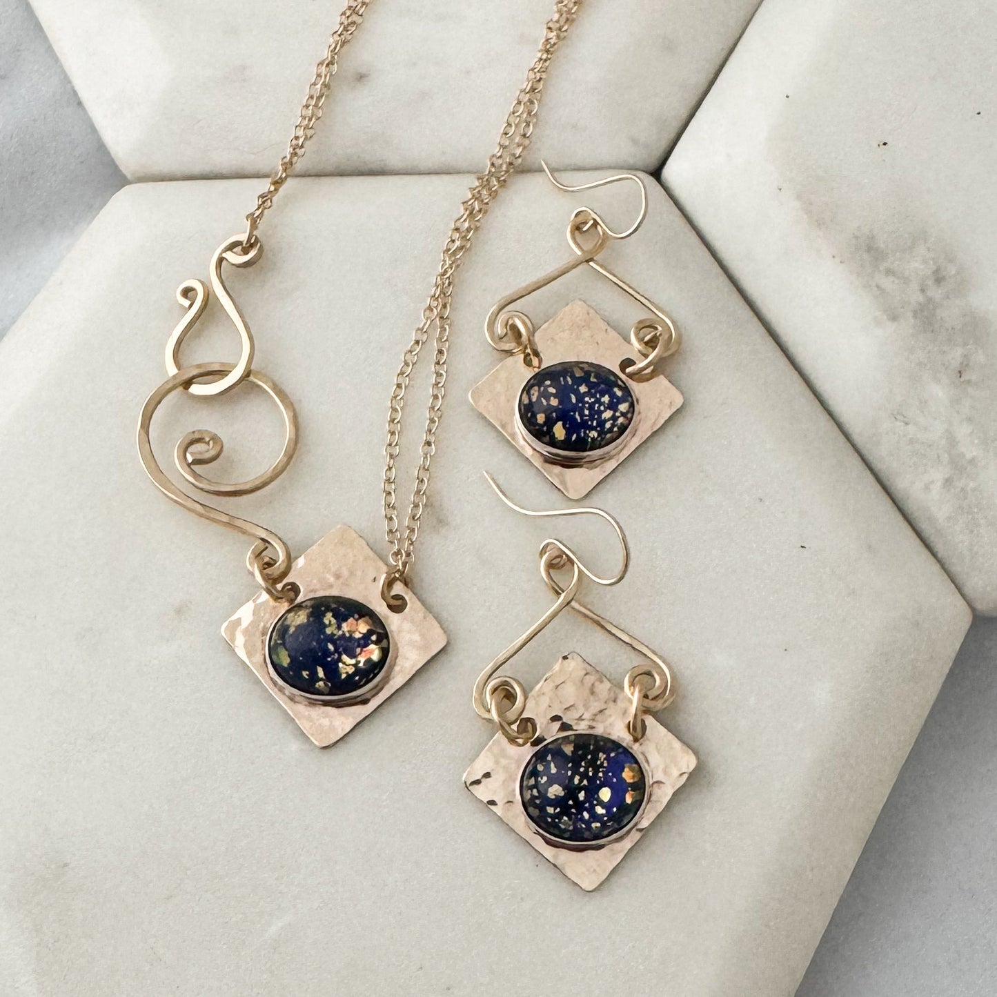 Czech Black Opal Earrings