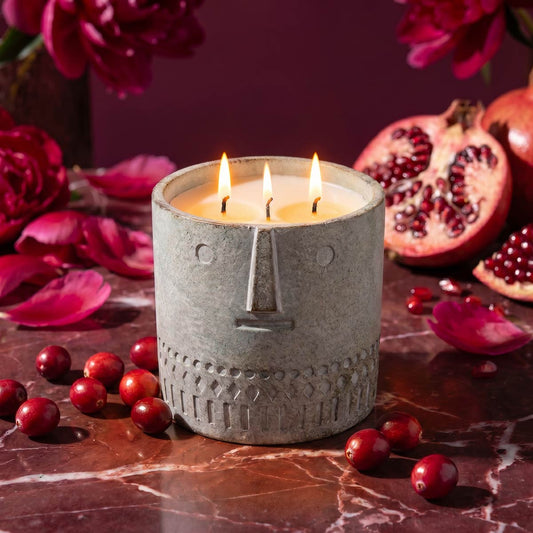 Natural Cranberry Cascade Stone Face Candle 27oz