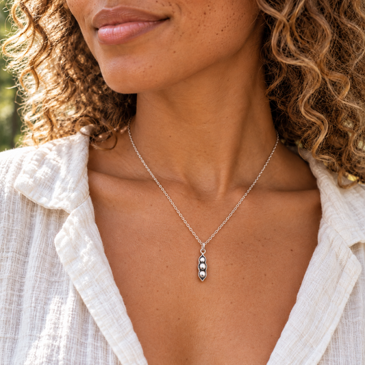 Three Peas in a Pod Necklace - Sterling Silver