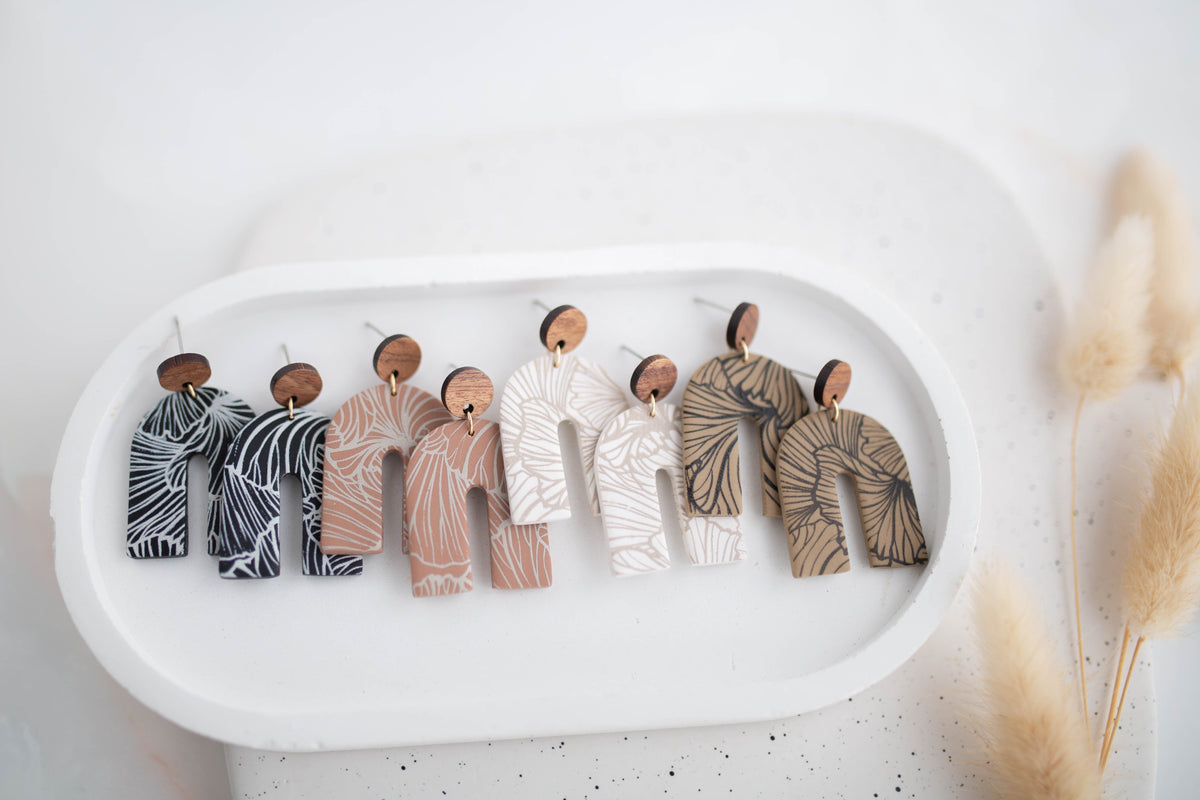 Clay Earrings | Imprint Dangles | All Things Neutral Collection