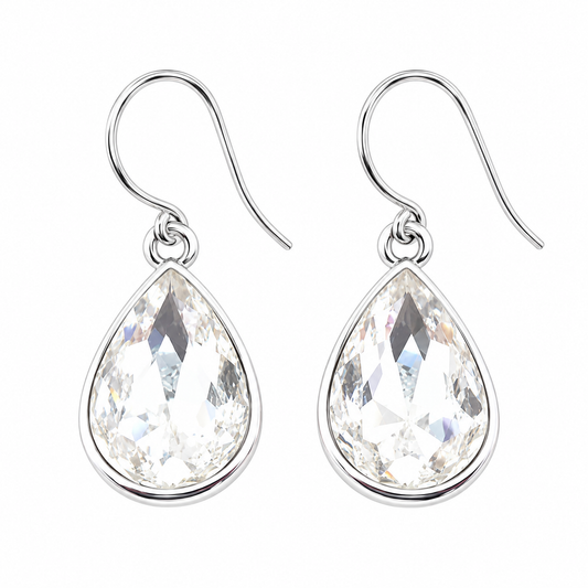 April Birthstone Sterling Silver Teardrop Crystal Earrings