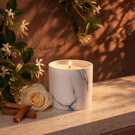 Natural Jasmine Vesper White Marble Candle 6oz