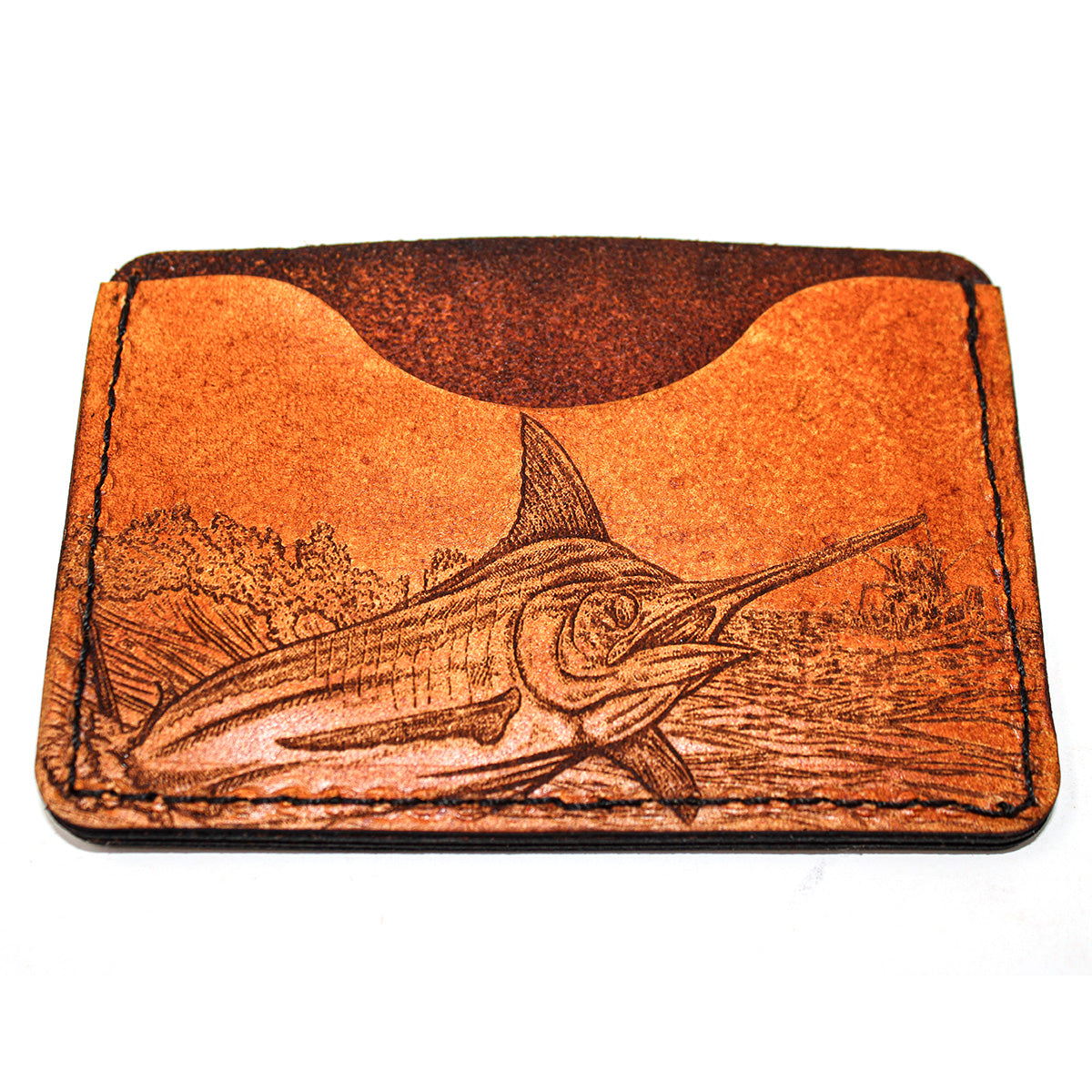 Handcrafted Leather Slim Card Holder Wallet - Marlin Story