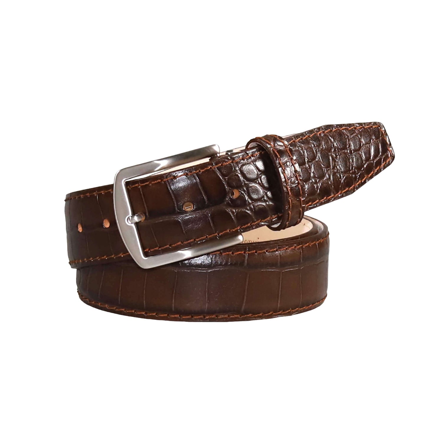 Brown Mock Croc Leather Belt