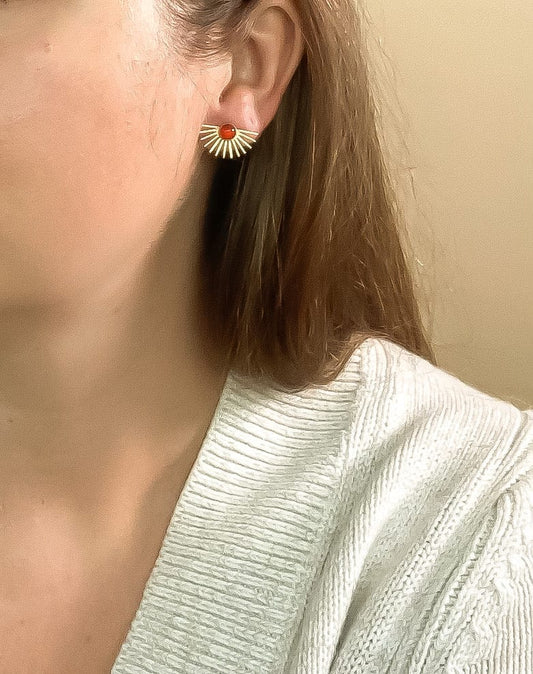 Beam Stud Earrings in Carnelian