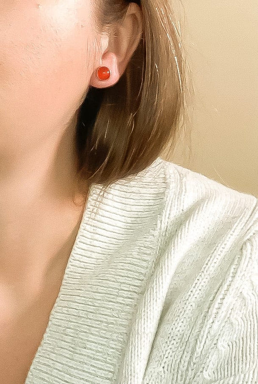 XL Carnelian Stud Earrings