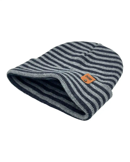 Classic RoRo Cuffed Beanie, Gray and Denim Blue