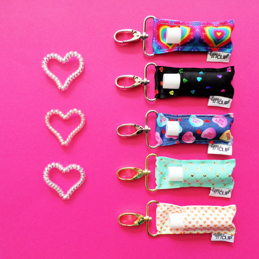 Rainbow Hearts on Navy LippyClip®
