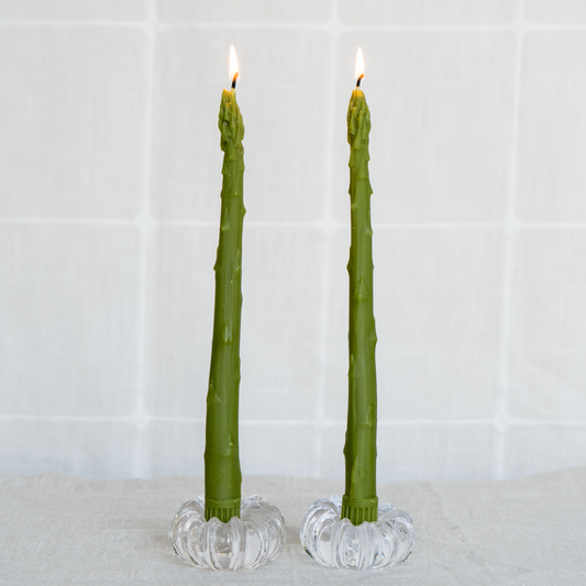 Asparagus Beeswax Taper Candles — Set of 2
