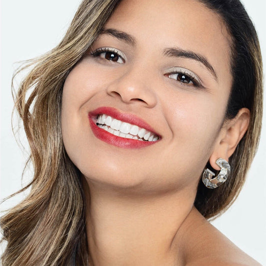 Faceted Lucite Huggie Hoop Earrings