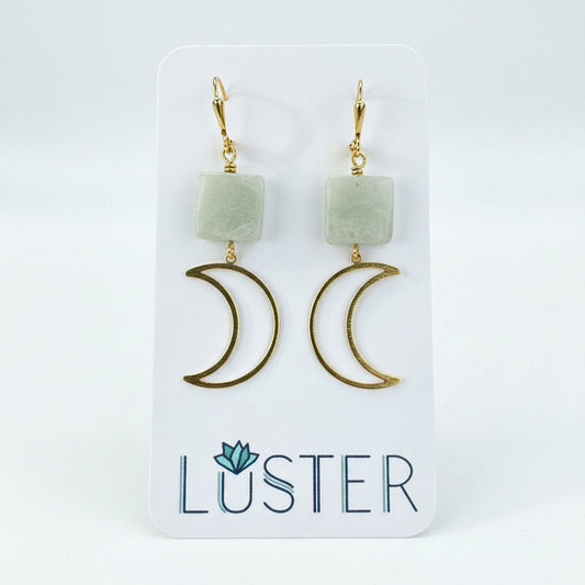 Crescent Moon + Stone Dangles