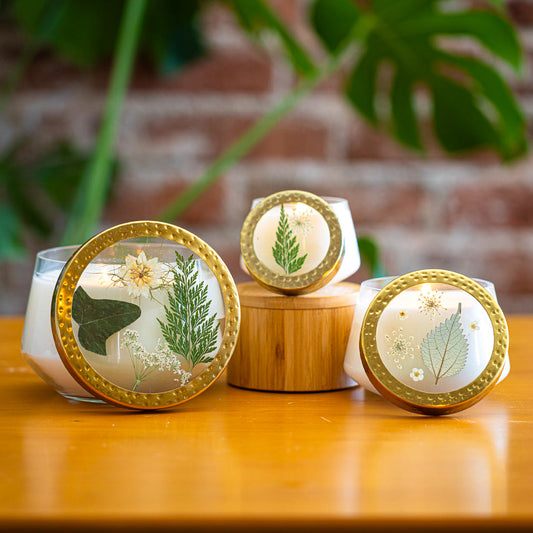 Accent Pressed Floral Candle - Forest