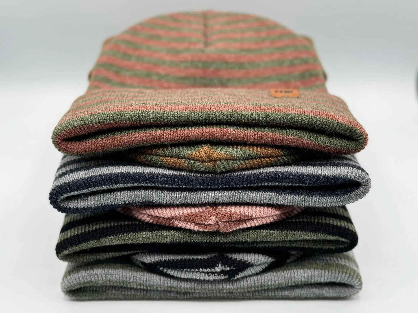 HAAKWEAR Traditional Classic RORO Cuffed Beanie / Hat - Burgundy / Green, Made in USA