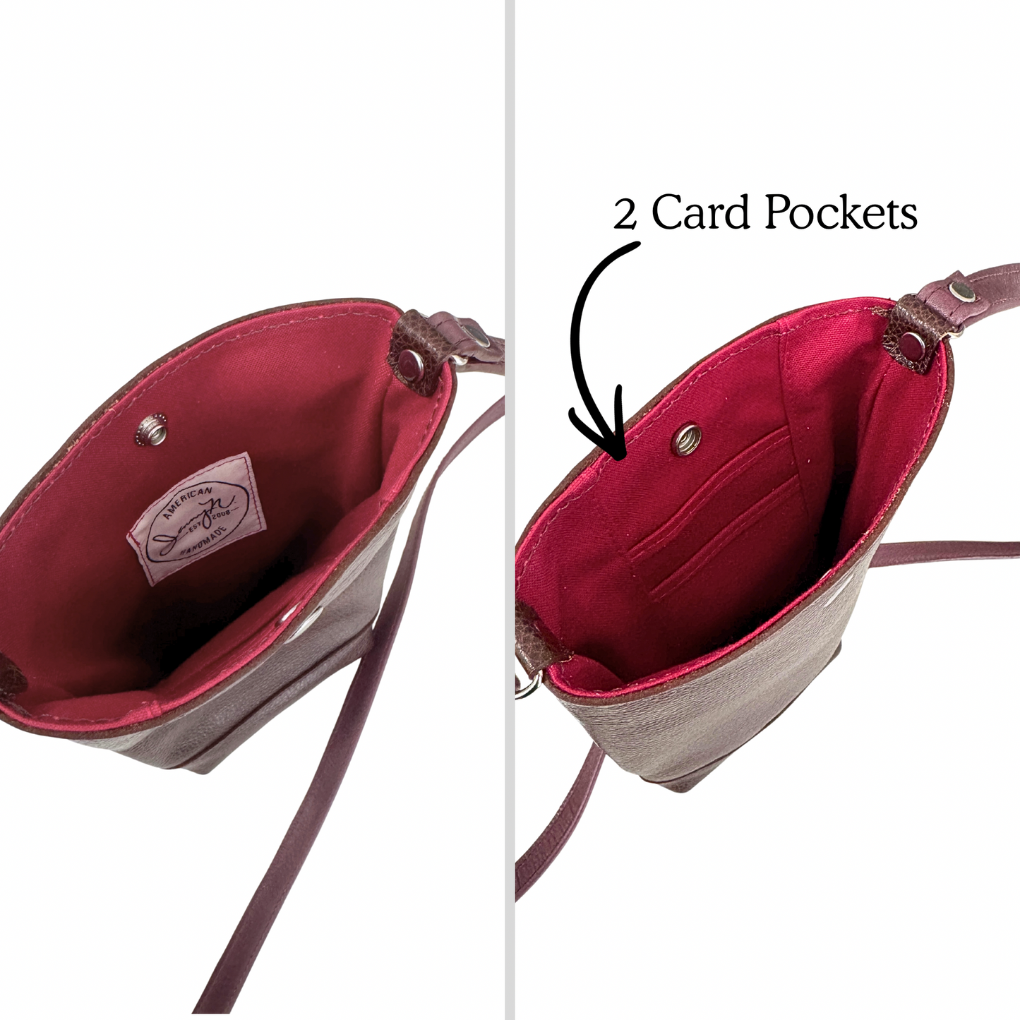 Phone Pouch in Hearts, Dark Roast, Mulberry (RTS)