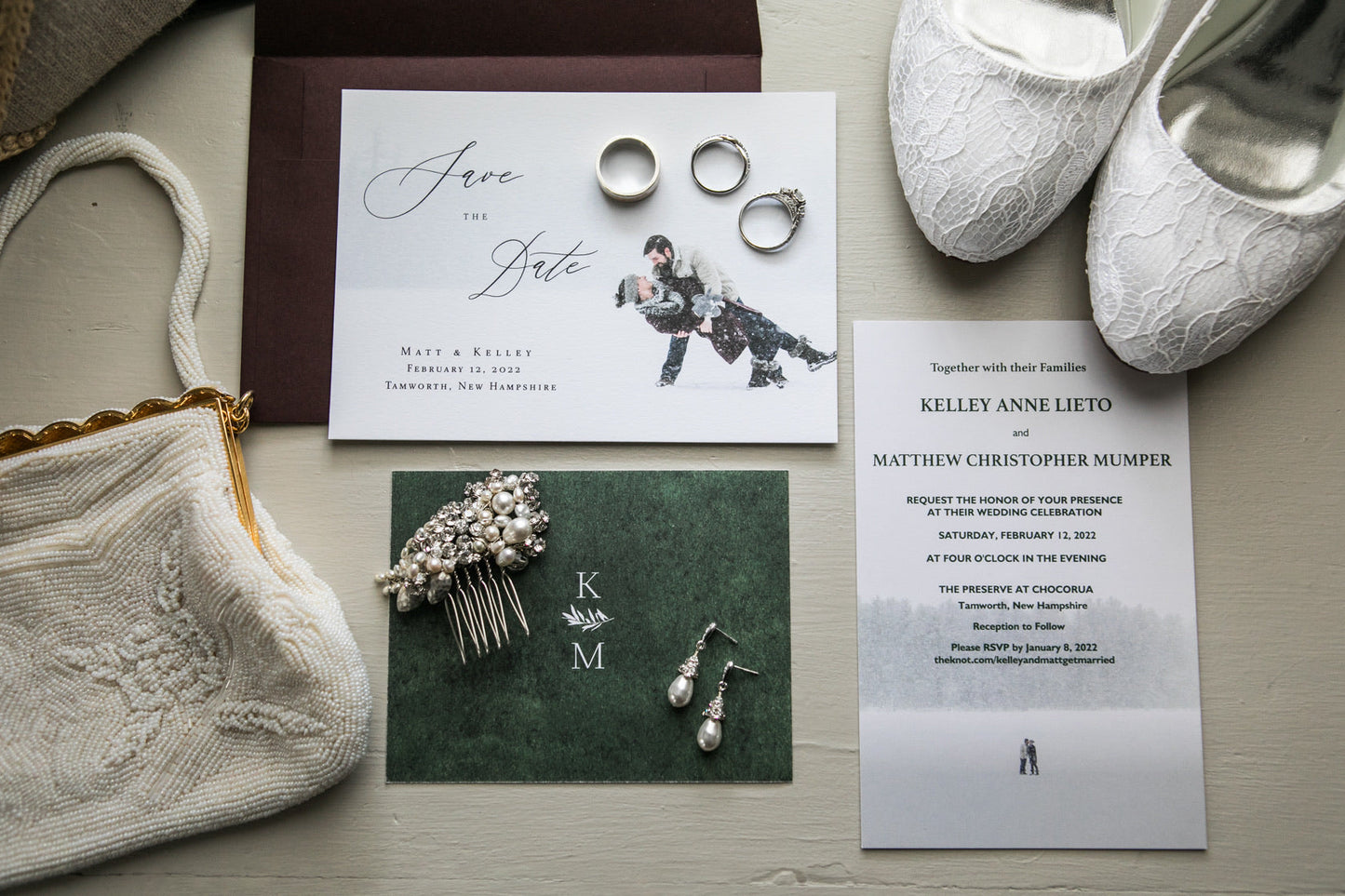 The Kelley Bridal Comb and earring Duo (Crystal Pearl and Rhinestone)