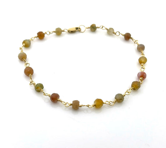 Earthy Indian Agate Bracelet โ One-of-a-Kind Gold Filled Jewelry