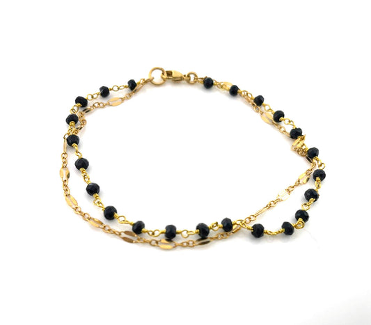 Dual Layer Black Spinel Bracelet โ Gold Filled Gemstone Jewelry