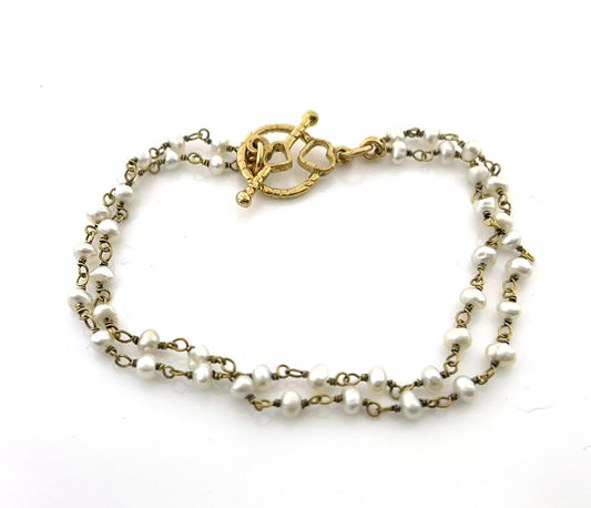 Dual Layer Freshwater Pearl Bracelet โ 14K Gold Filled