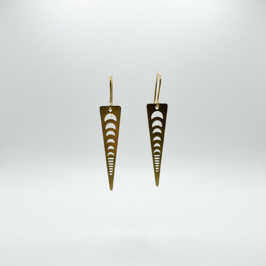 Brass Moon Phase Unique Earrings