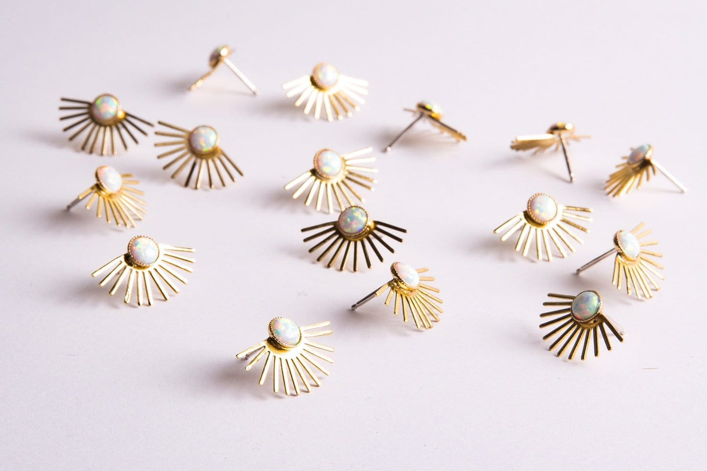 Beam Stud Earrings in Opal