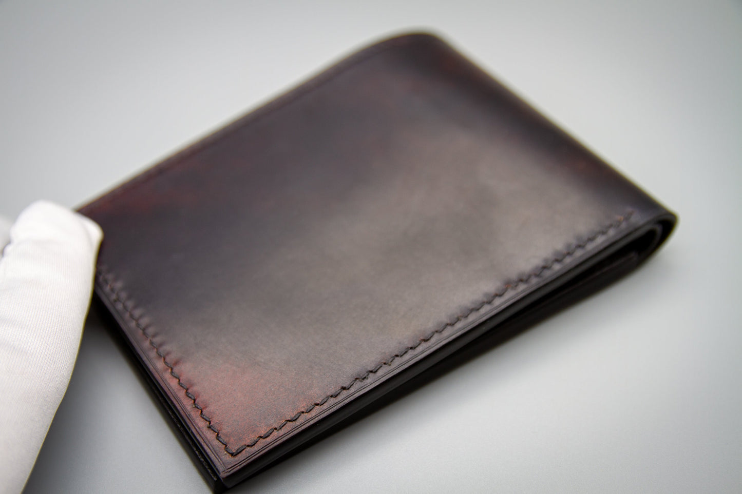 Marbled Horween Shell Cordovan Bifold Wallet - Black Fire