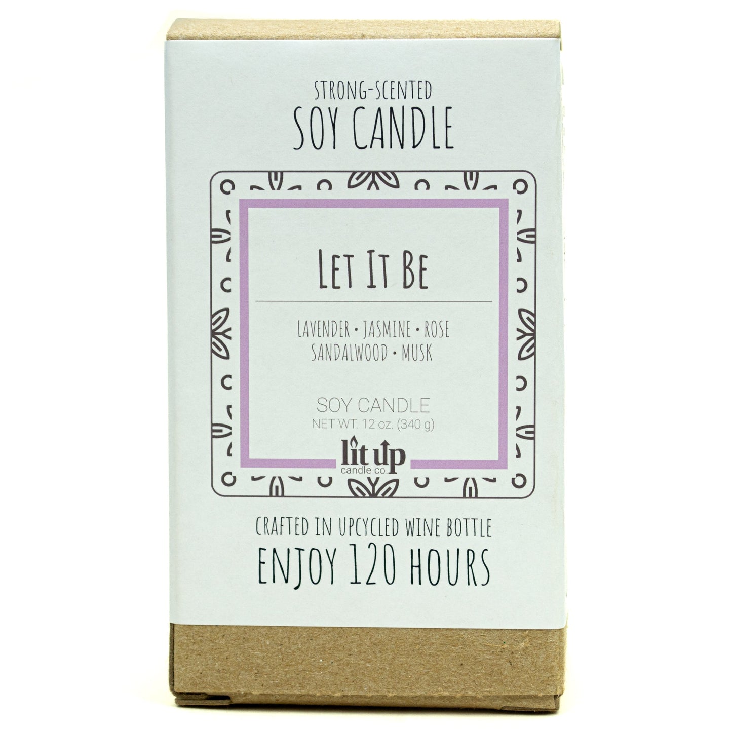 Let It Be 12 oz. soy candle in upcycled wine bottle | Lavender, Florals, Musk