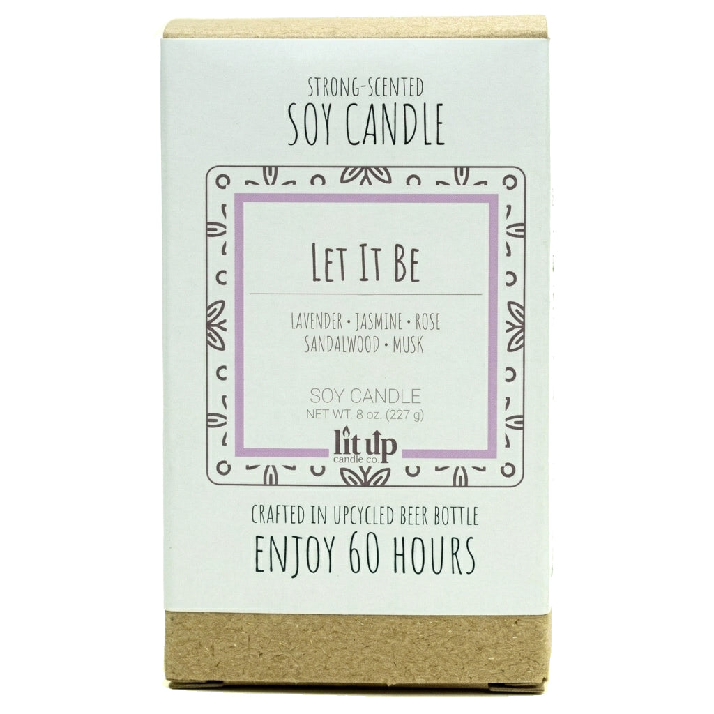 Let It Be 8 oz. soy candle in upcycled beer bottle | Lavender, Florals, Musk