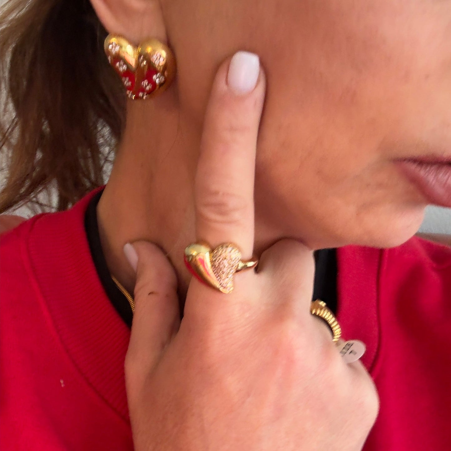 Love Heart Gold Earrings