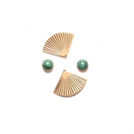 Pleat Jacket Earrings with Malachite