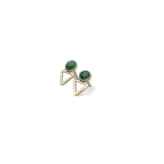 Tiny Elder Stud Earrings in Malachite