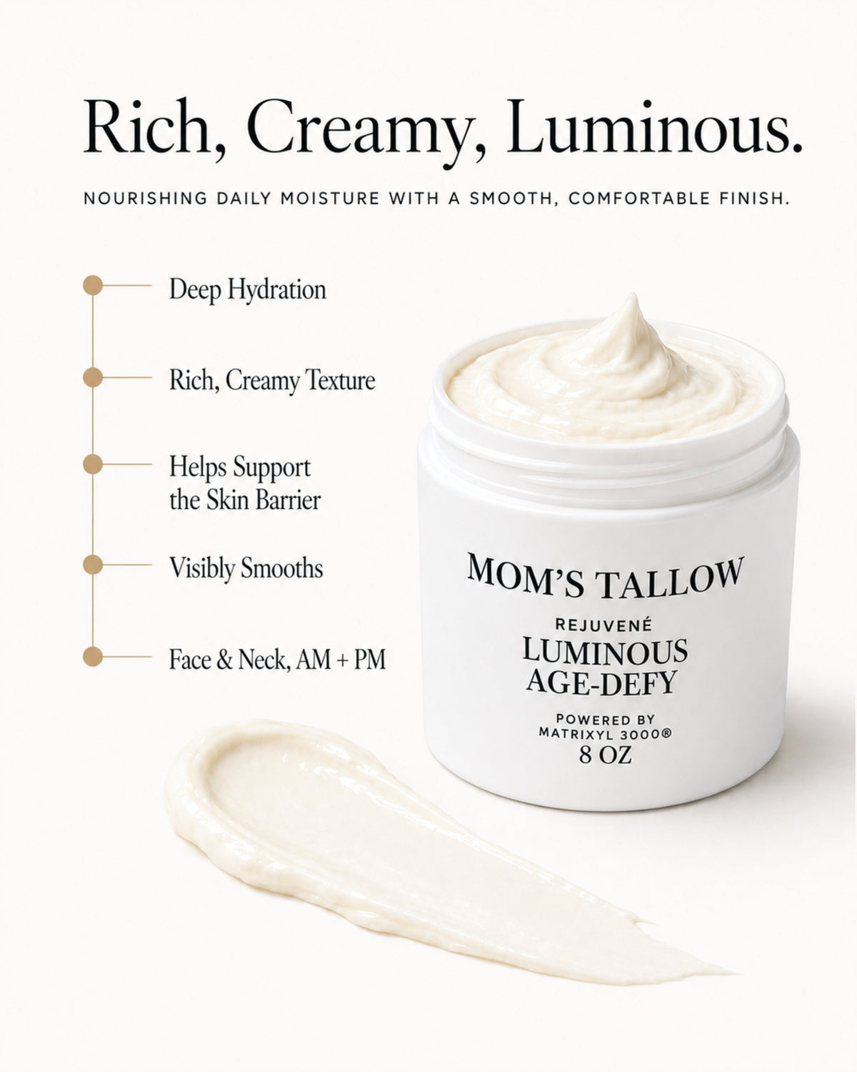 Advanced Rejuvené Luminous Age-Defy Face/Neck Cream: Featuring Matrixyl® 3000 (+ Free 4oz Deep Firming Serum)