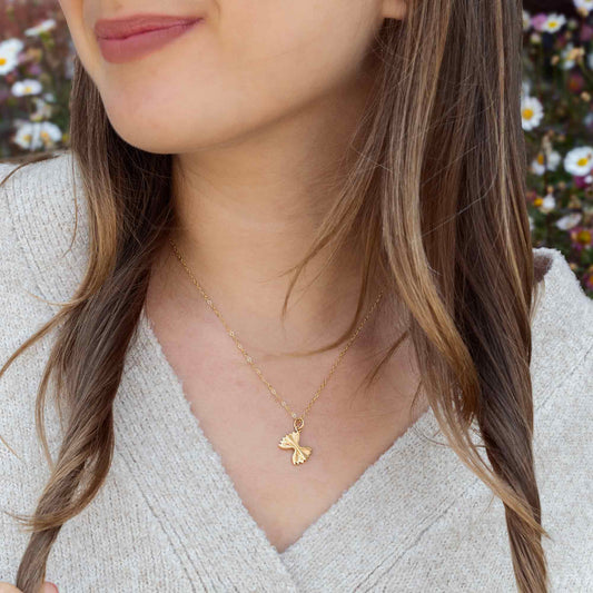 Dainty Bowtie Pasta Charm Necklace โ 14k Gold Filled | Handmade Foodie Gift