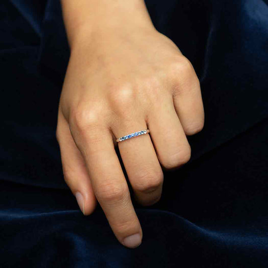 Sterling Silver Blue Ombre Nano Gem Ring - Size 6
