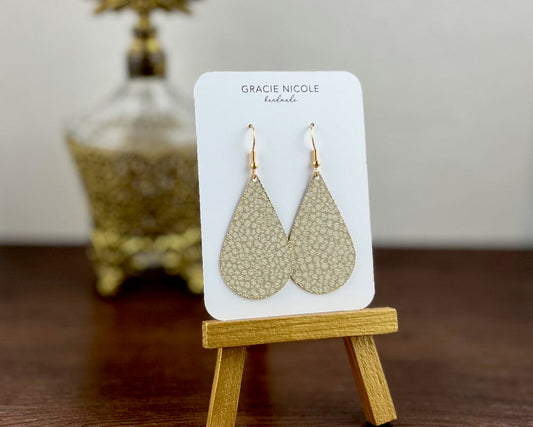 Elegant Dappled Sage Green Teardrop Earrings