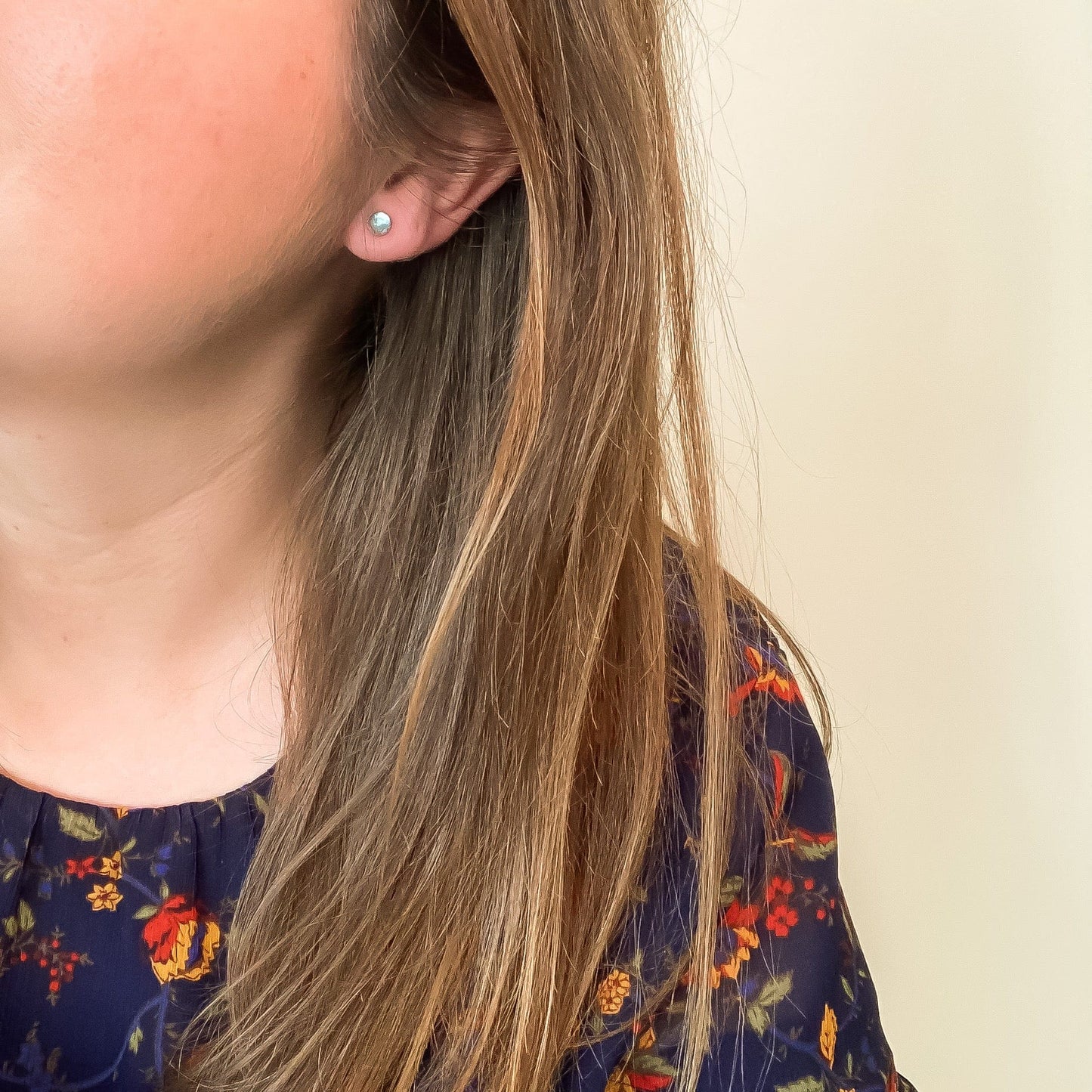 Silver Aquamarine Stud Earrings