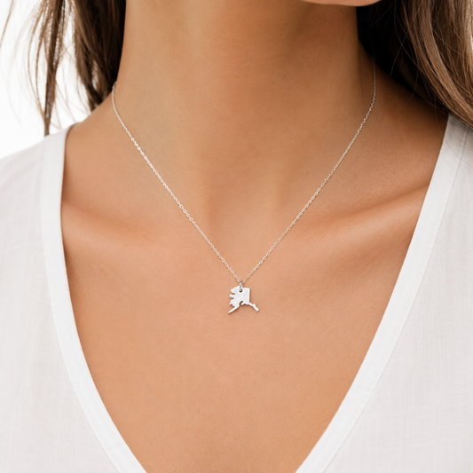 Tiny Alaska Necklace | Sterling Silver Alaska Charm Necklace