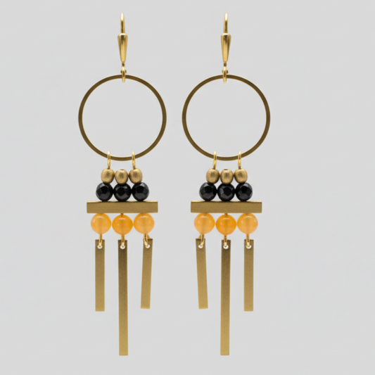Brass Art Deco Lightweight Statement Earrings