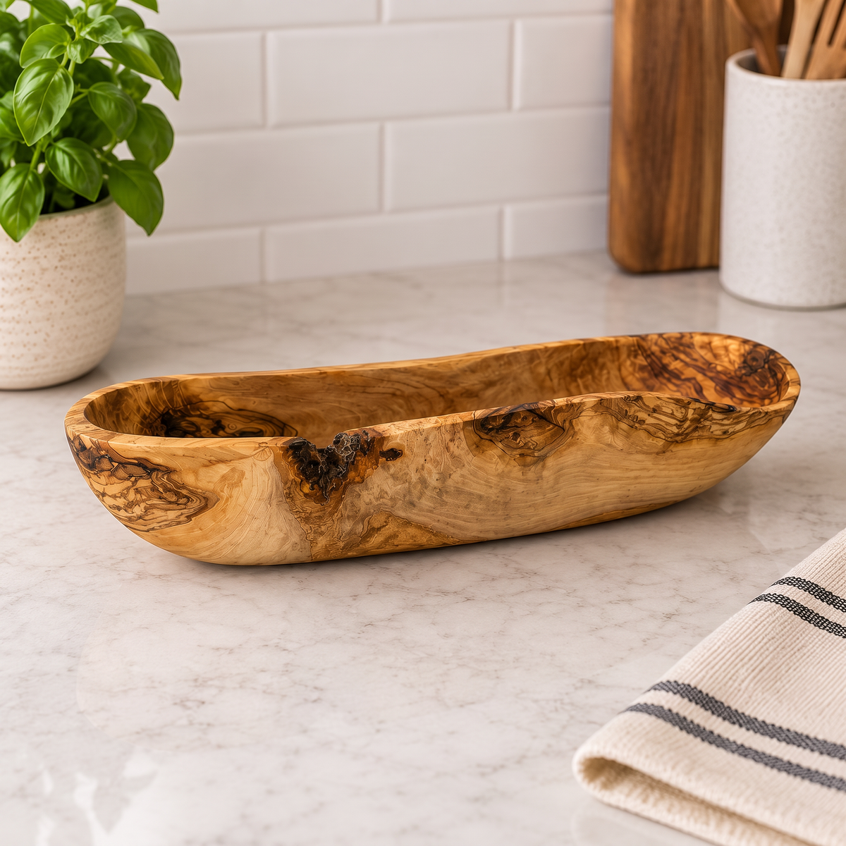 Large Long Olive Wood Bowl