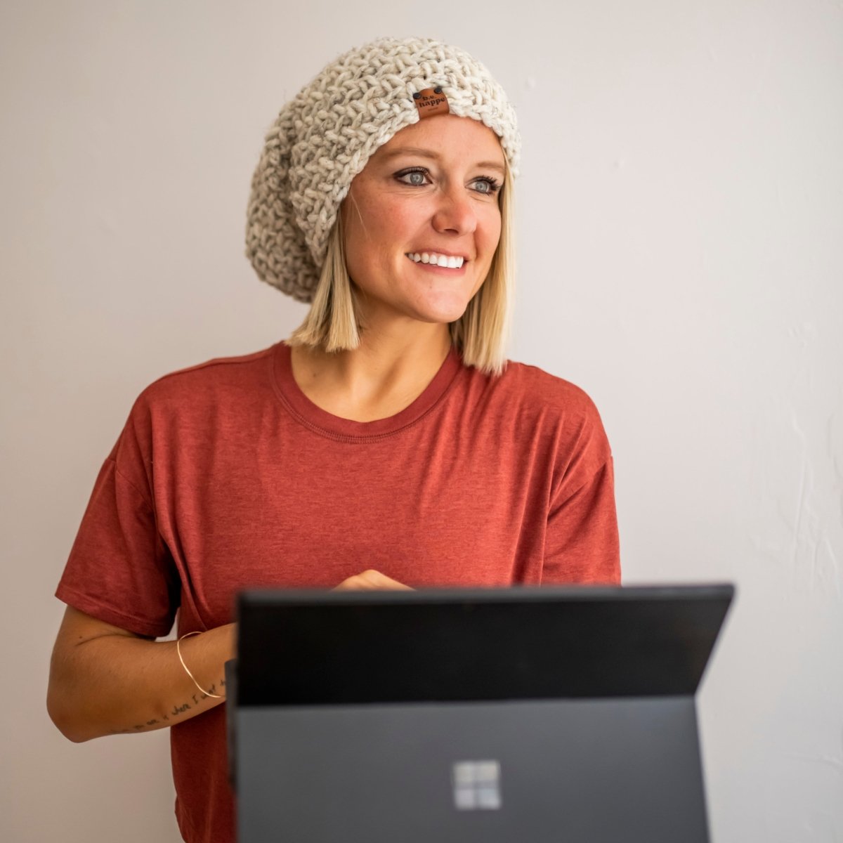 Crochet Slouch Hat | Neutral Slouchy Beanie