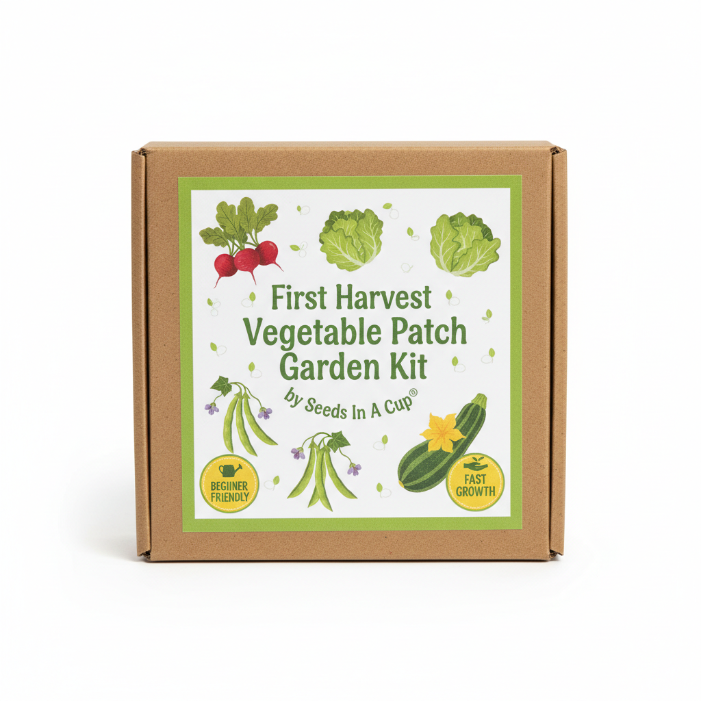 First Harvest Vegetable Patch Garden Kit | Radish, Lettuce, Green Beans & Zucchini | Seeds In A Cup®