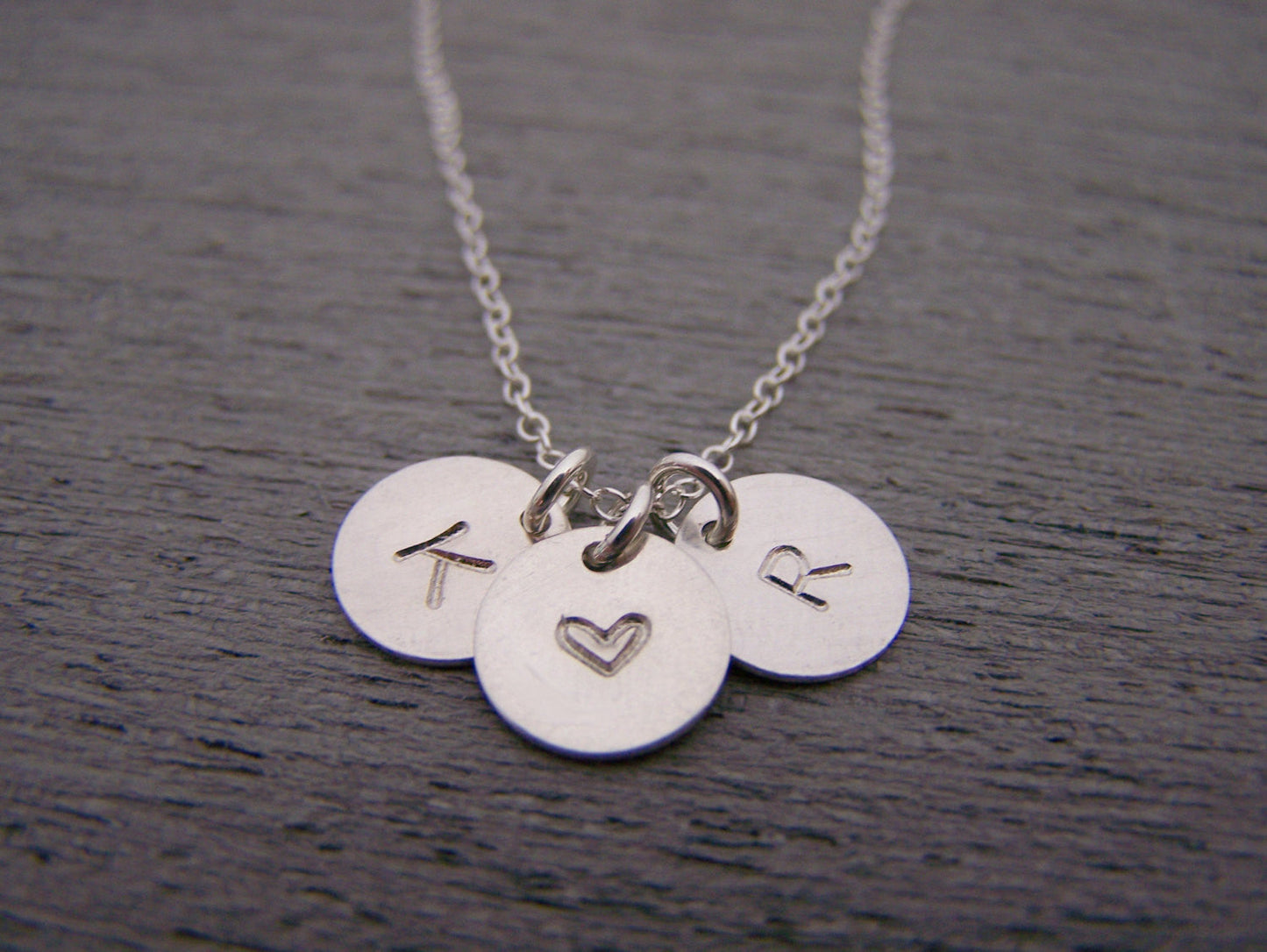 Two Initial Heart Disc Necklace – Personalized Sterling Silver Jewelry