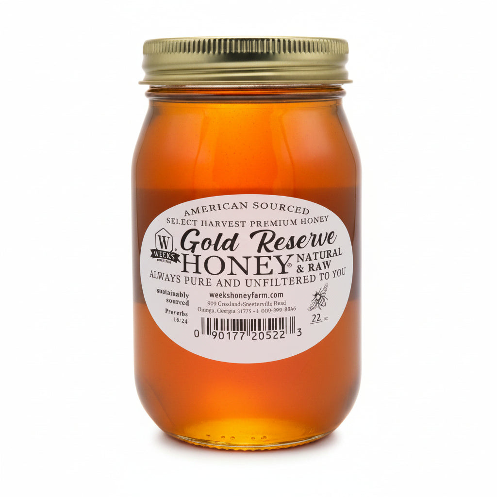 Weeks Raw Gold Reserve Honey, Special Edition- Unfiltered Natural Honey from Georgia