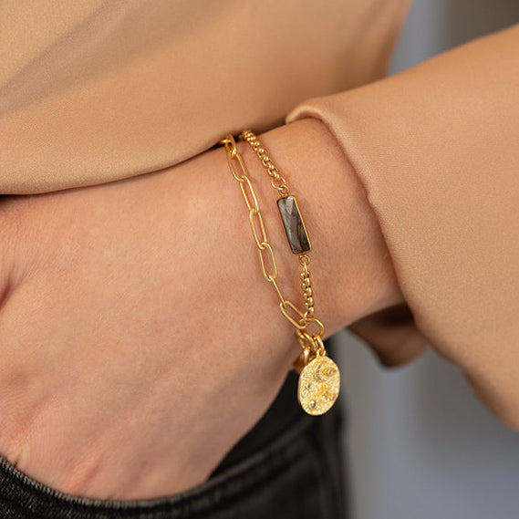 Two Strand Labradorite Baguette Bracelet