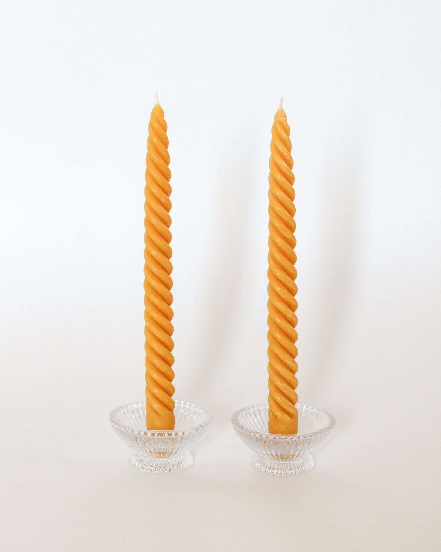 Natural Yellow Beeswax Dinner Taper Candles — Set of 2