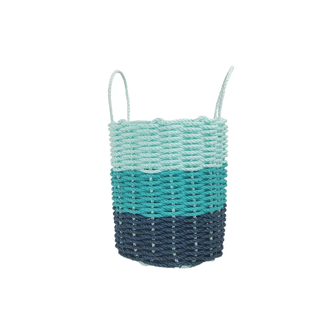Navy Blue, Teal & Seafoam Ombre Rope Basket