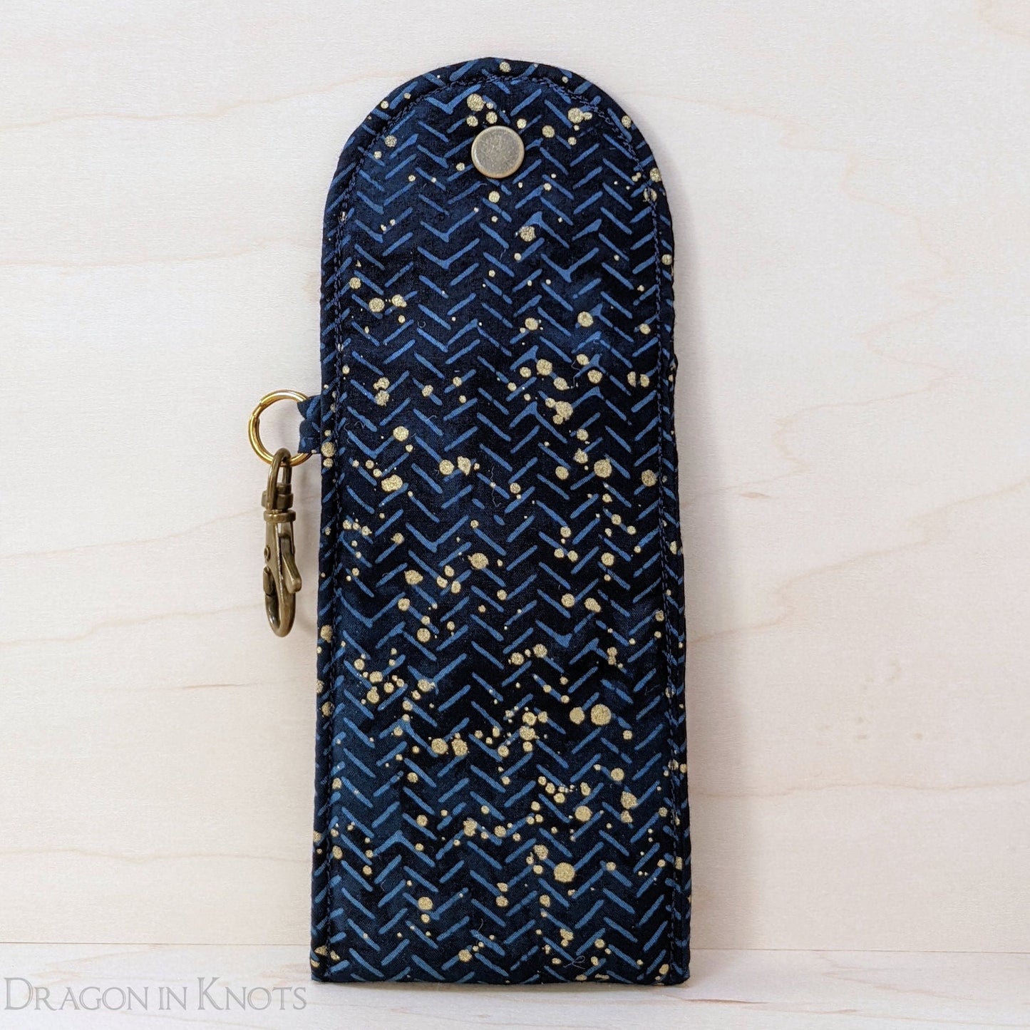 Navy and Gold Tall Lip Gloss Pouch