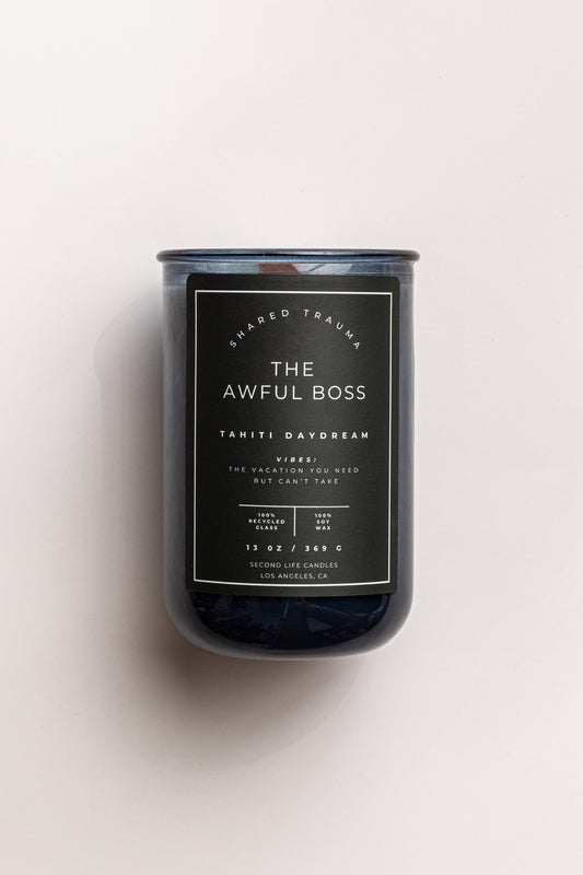 Shared Trauma Candles - The Awful Boss - 13 Oz Crackling Wood Wick - Mint Mojito & Pineapple